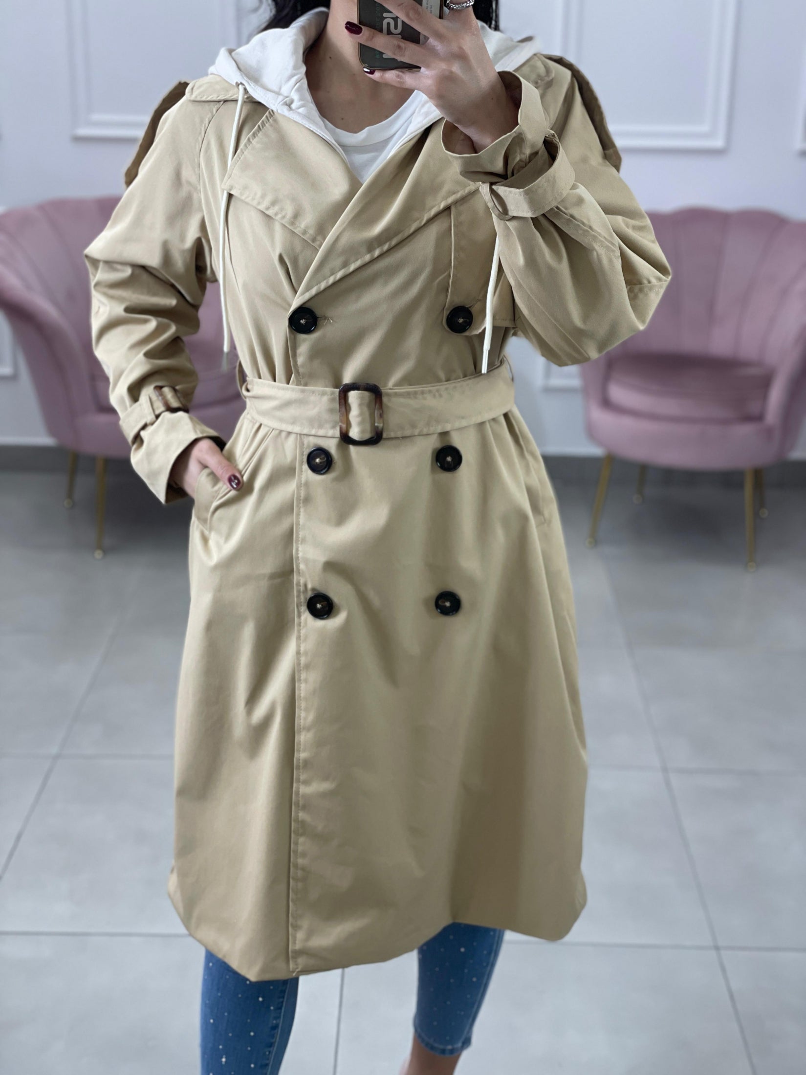 TRENCH DOPPIO PETTO CON CAPPUCCIO NEW COLLECTION