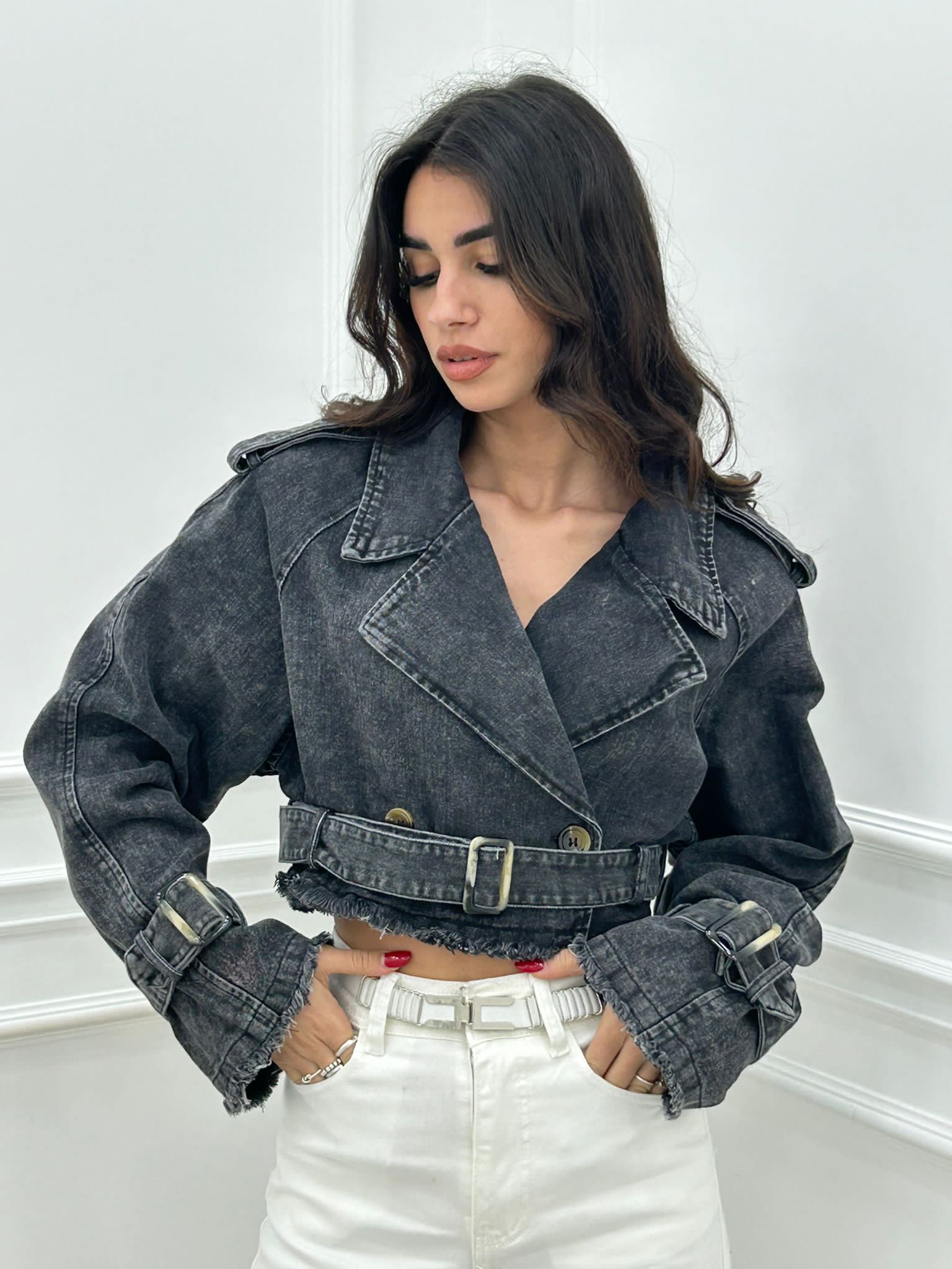 TRENCH CROP IN JEANS NEW COLLECTION