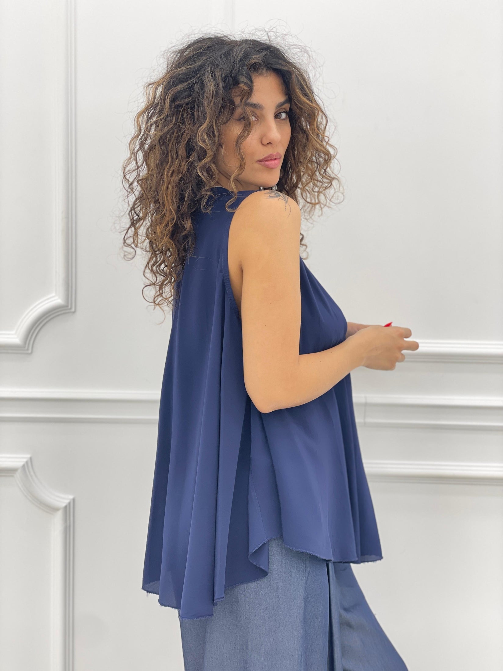 BLUSA SMANICATA DETTAGLI LUREX NEW COLLECTION