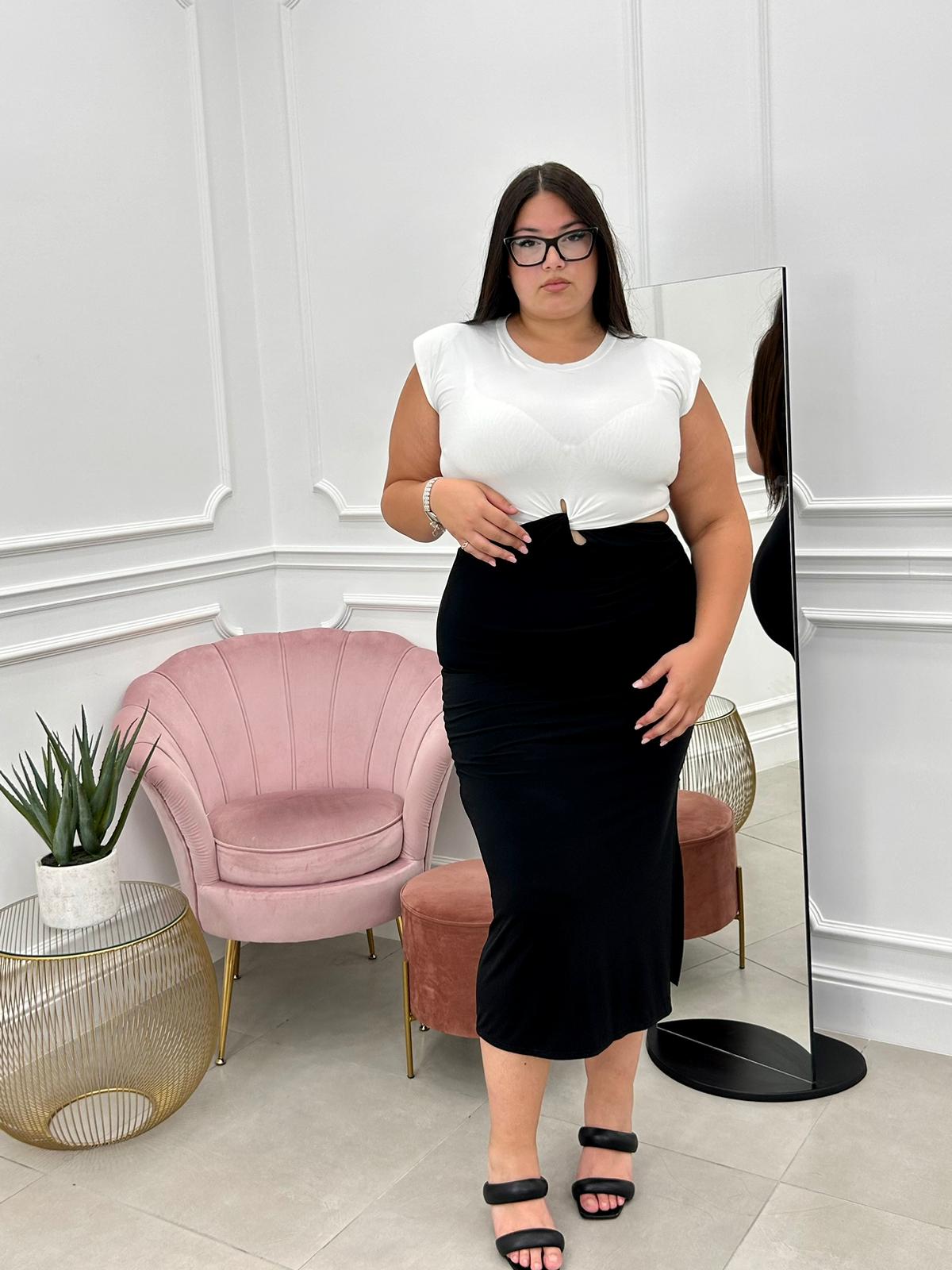 DRESS BICOLORE CON SPALLINE CURVY COLLECTION