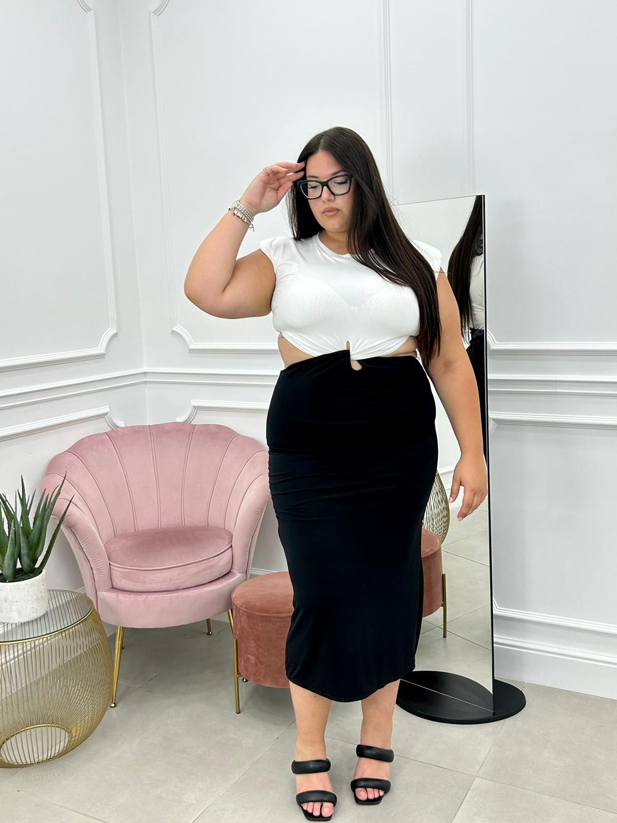 DRESS BICOLORE CON SPALLINE CURVY COLLECTION