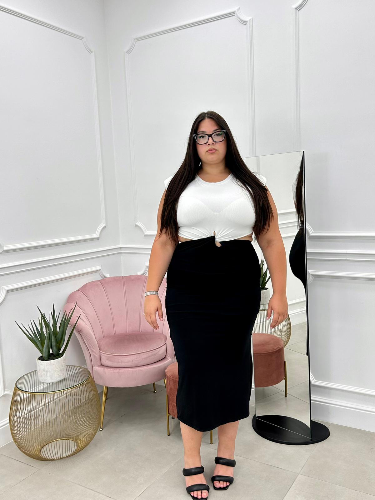 DRESS BICOLORE CON SPALLINE CURVY COLLECTION