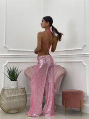 COMPLETO PAILLETTES TOP E PANTALONE NEW COLLECTION