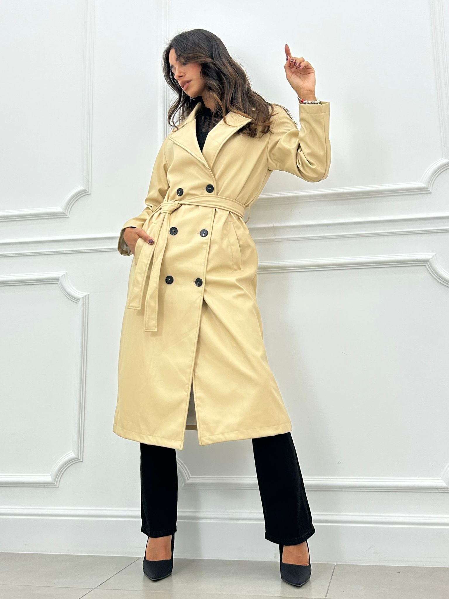 TRENCH LUNGO IN ECOPELLE AUTUMN COLLECTION