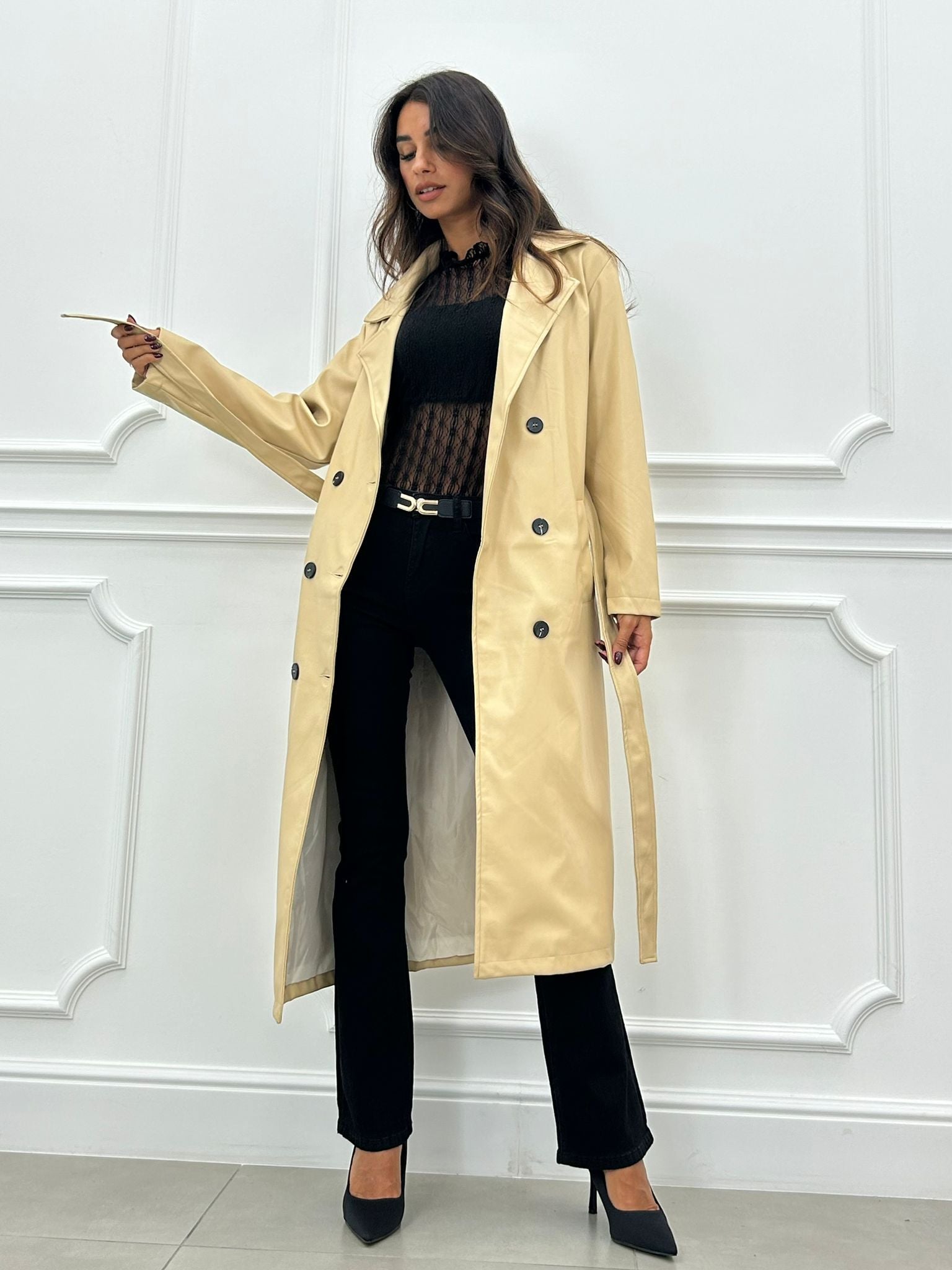 TRENCH LUNGO IN ECOPELLE AUTUMN COLLECTION