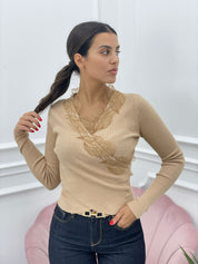 MAGLIA INCROCIO CON PIZZO AUTUMN COLLECTION