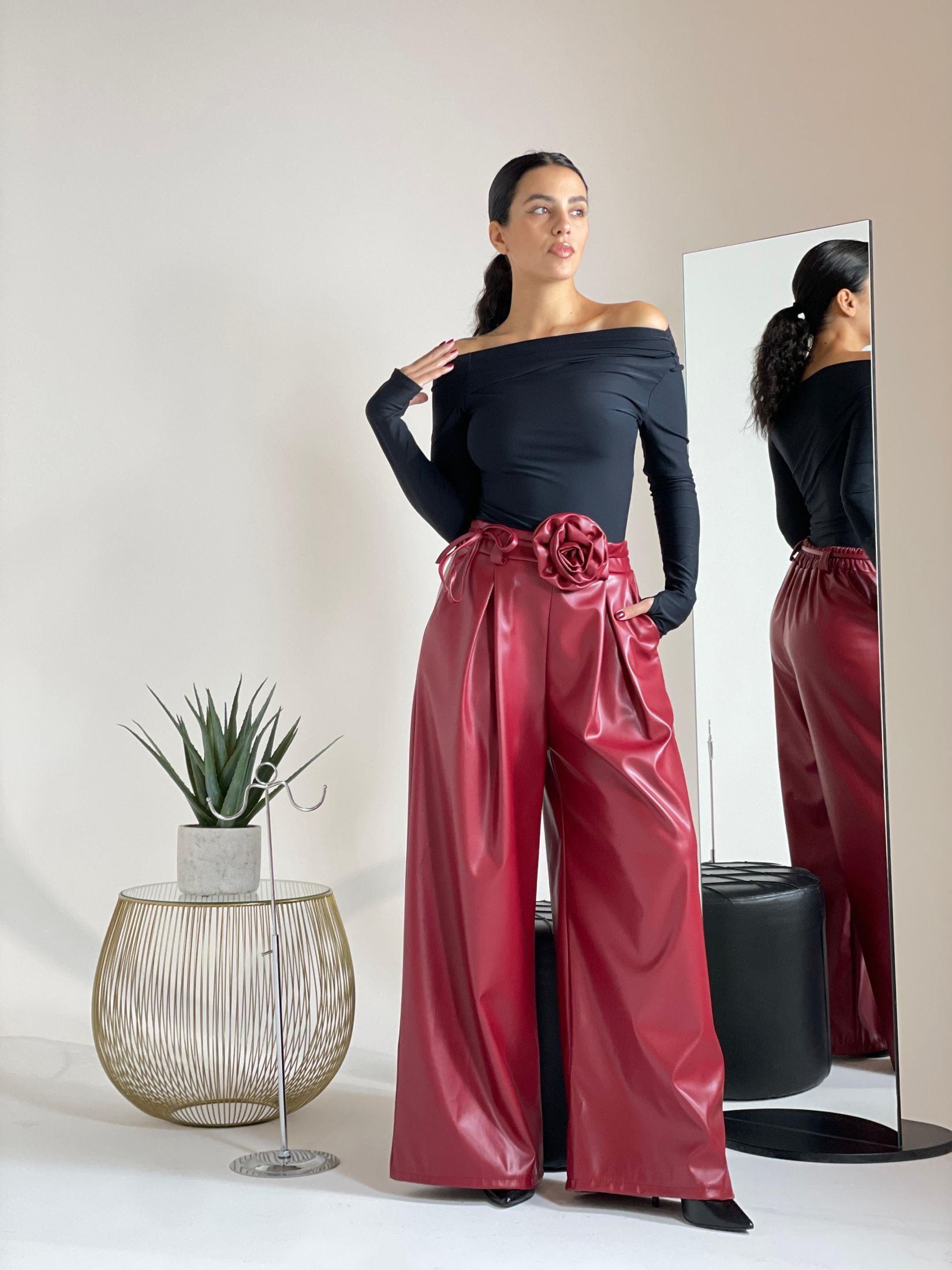 PANTALONE CON CINTURA FIORE AUTUMN COLLECTION