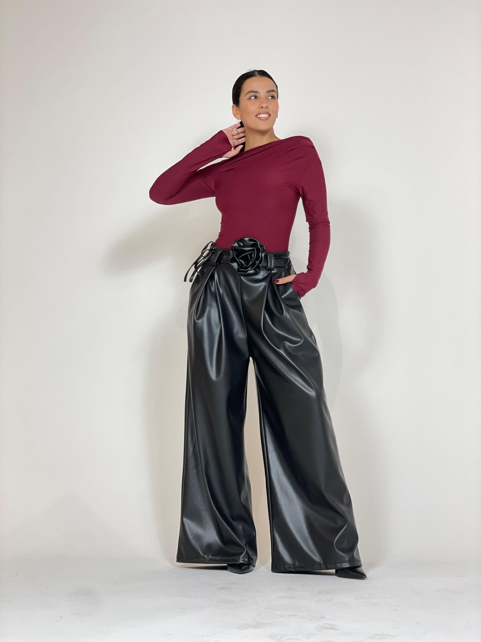 PANTALONE CON CINTURA FIORE AUTUMN COLLECTION