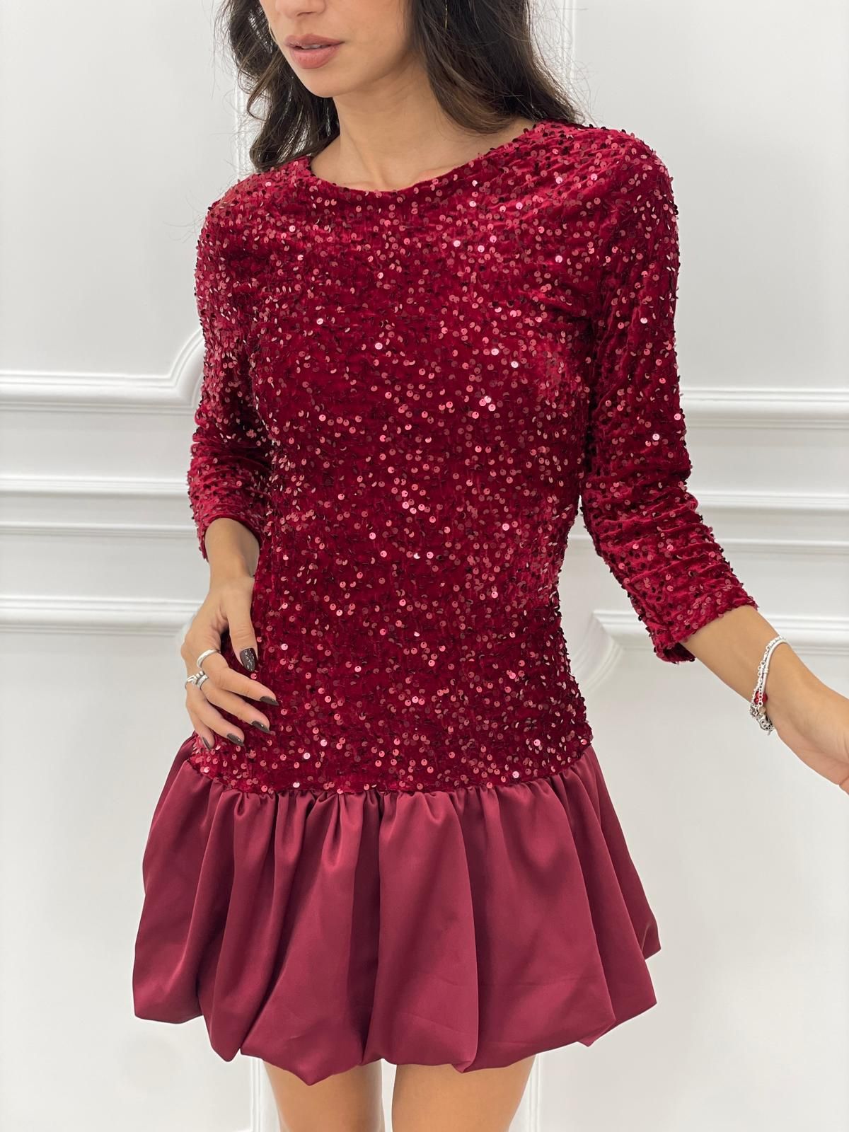 DRESS BAMBOLINA PAILLETTES-RASO AUTUMN COLLECTION