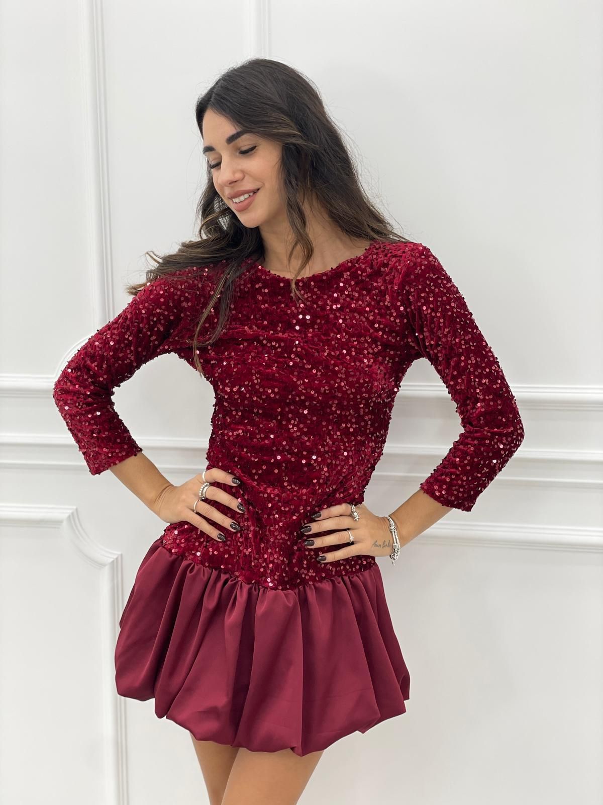 DRESS BAMBOLINA PAILLETTES-RASO AUTUMN COLLECTION