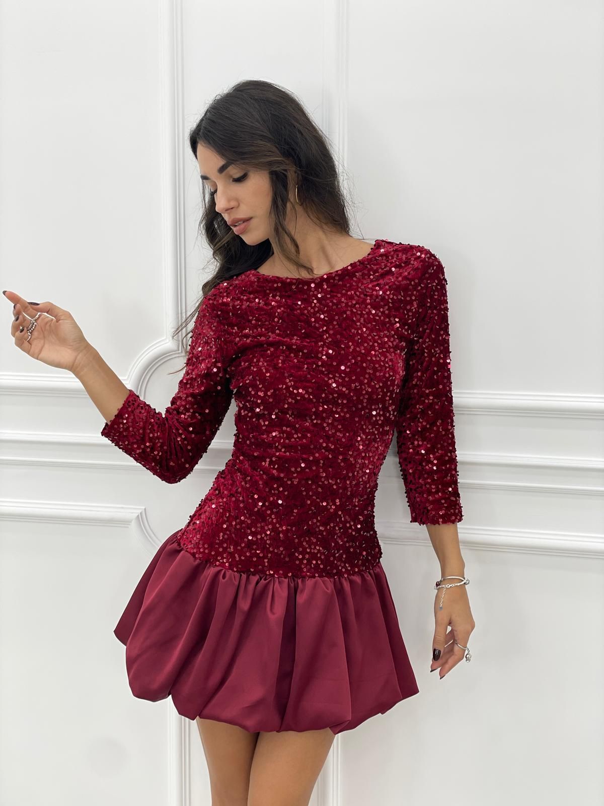 DRESS BAMBOLINA PAILLETTES-RASO AUTUMN COLLECTION