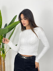 MAGLIONCINO CROP TRAMA TRECCIA AUTUMN COLLECTION