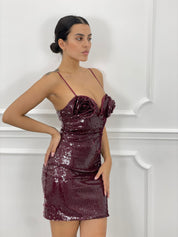 DRESS PAILLETTES CON FIORE AUTUMN COLLECTION