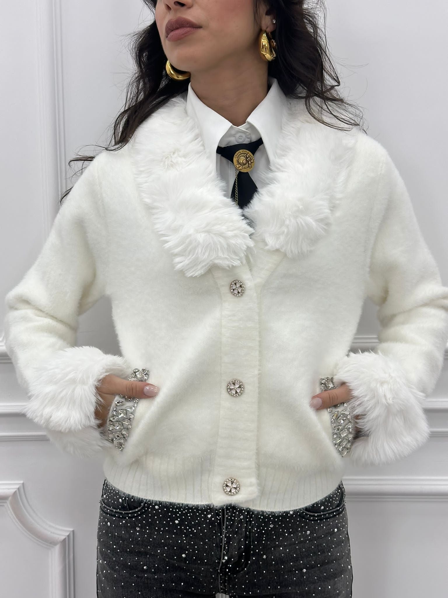 CARDIGAN COLLO PELLICCIA AUTUMN COLLECTION