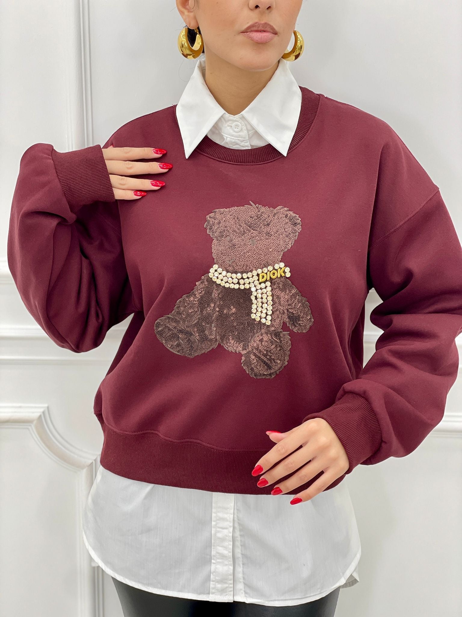 FELPA TEDDY CON STRASS AUTUMN COLLECTION