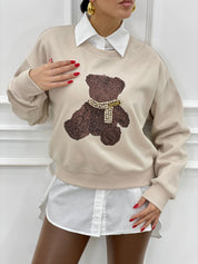 FELPA TEDDY CON STRASS AUTUMN COLLECTION