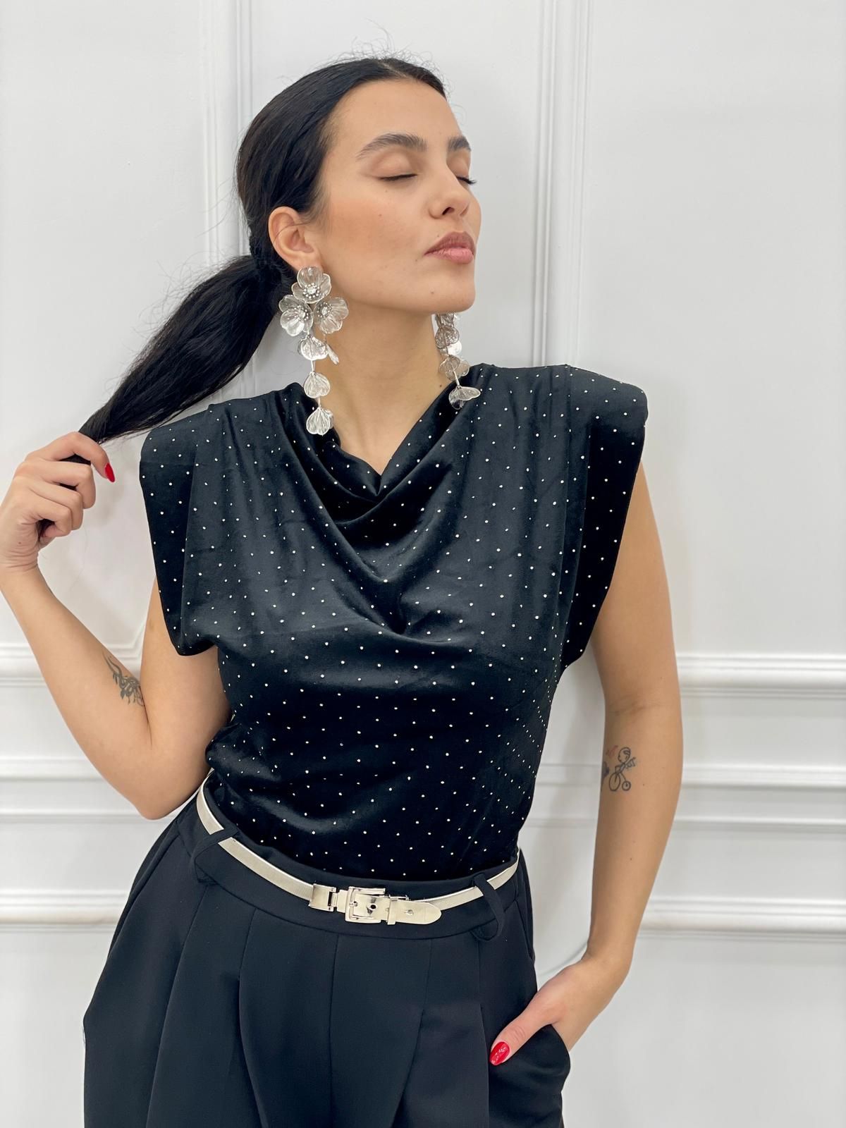 MAGLIA VELLUTO CON STRASS AUTUMN COLLECTION