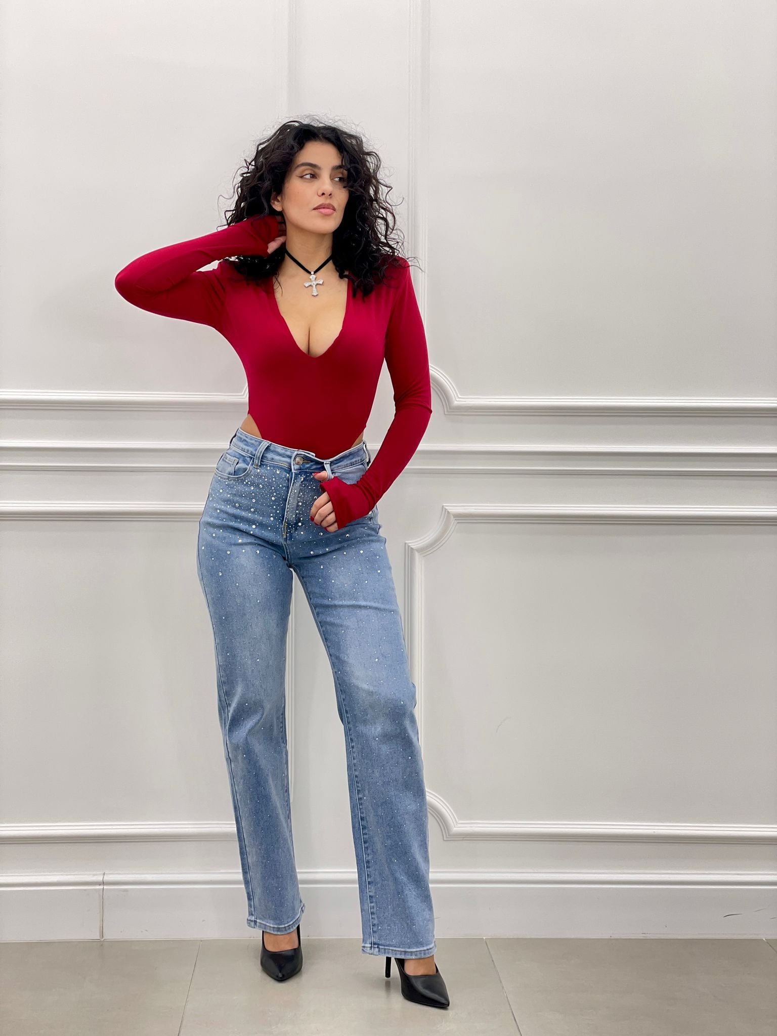 JEANS PALAZZO  CON STRASS AUTUMN COLLECTION