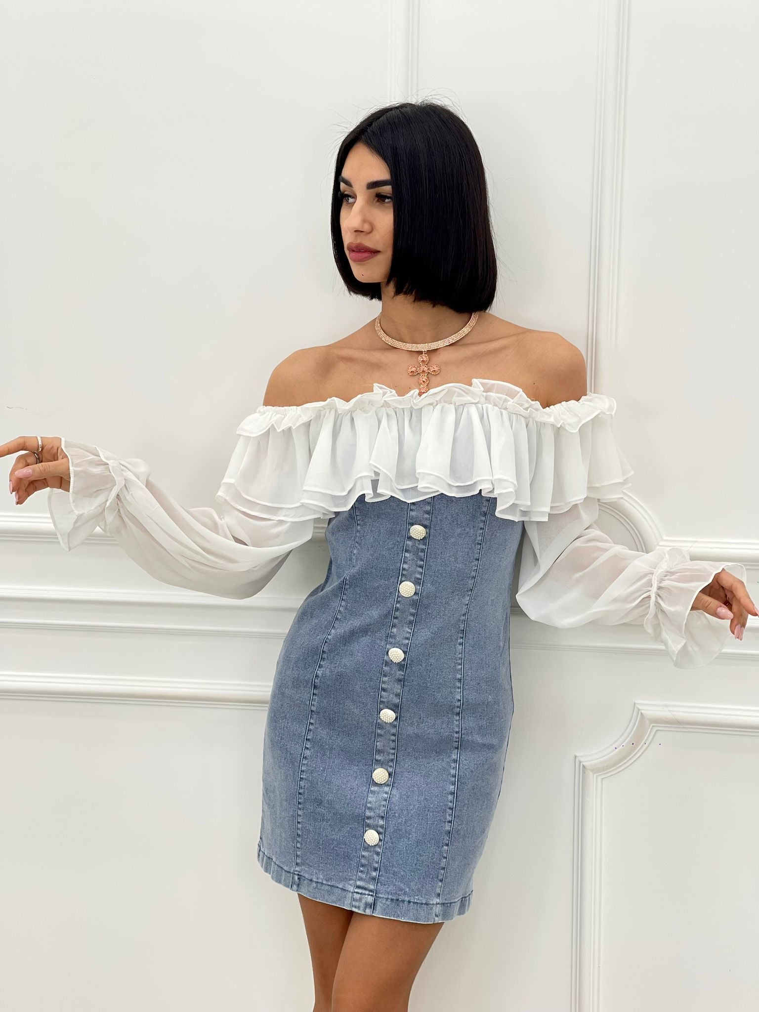 DRESS DENIM E GEORGETTE NEW SS25