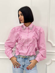 CAMICIA RIGHE CON GIOIELLO NEW SS25