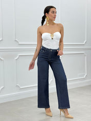PANTALONE DENIM CON DETTAGLIO TRECCIA NEW SS25