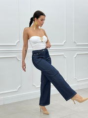 PANTALONE DENIM CON DETTAGLIO TRECCIA NEW SS25