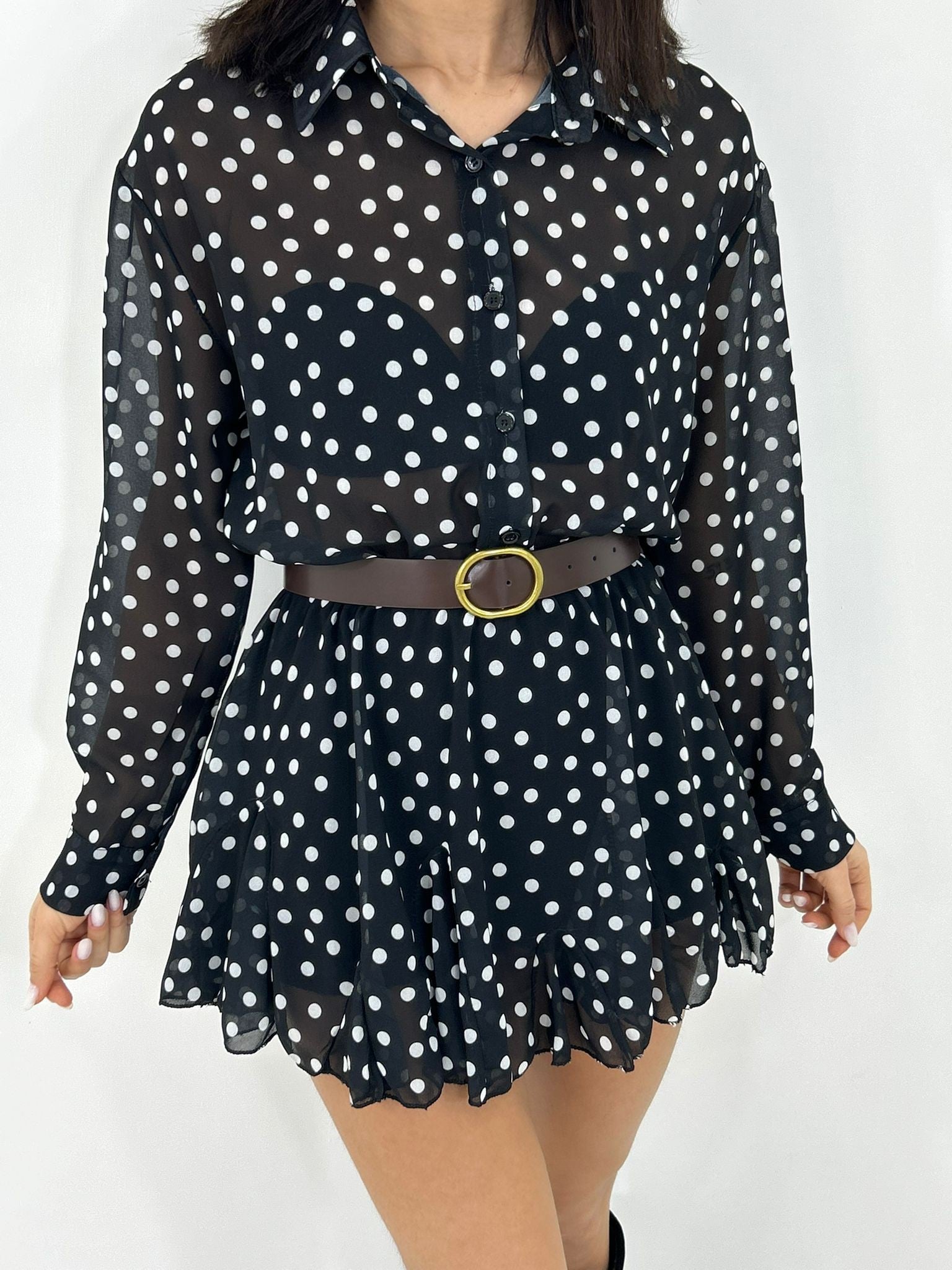 MINI DRESS SHEER POIS NEW P/E26