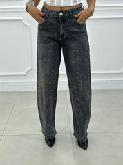 JEANS FIT BARRELL CON STRASS NEW AI26