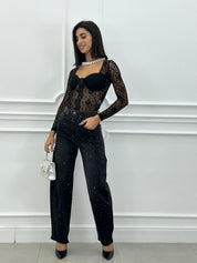 JEANS CON STRASS WIDE LEG NEW AI26