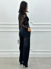 JEANS CON STRASS WIDE LEG NEW AI26