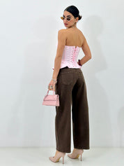 JEANS BROWN STRASS NEW P/E26