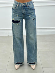 JEANS WIDE LEG CON STRAPPI NEW AI26