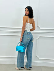 JEANS WIDE LEG CON STRAPPI NEW AI26