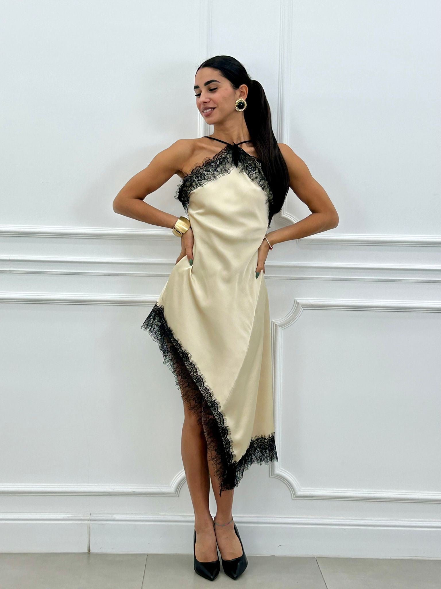 DRESS SATIN & LACE NEW AI26
