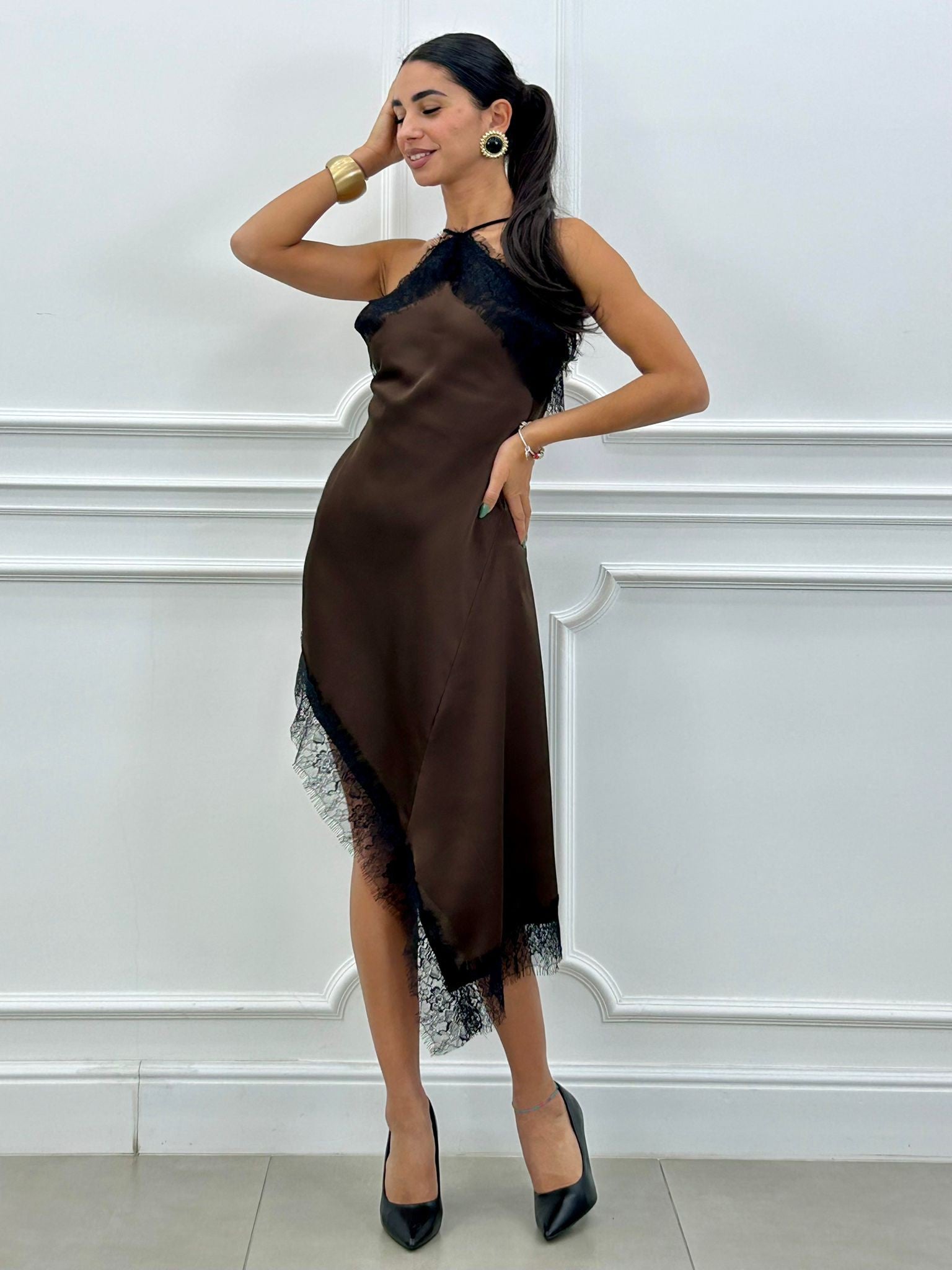 DRESS SATIN & LACE NEW AI26