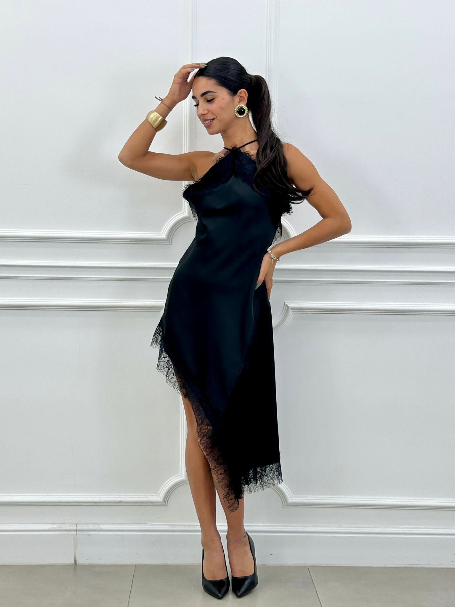 DRESS SATIN & LACE NEW AI26