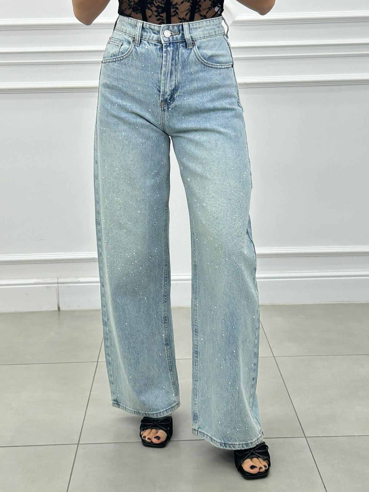 JEANS CRYSTAL WIDE LEG NEW PE/26