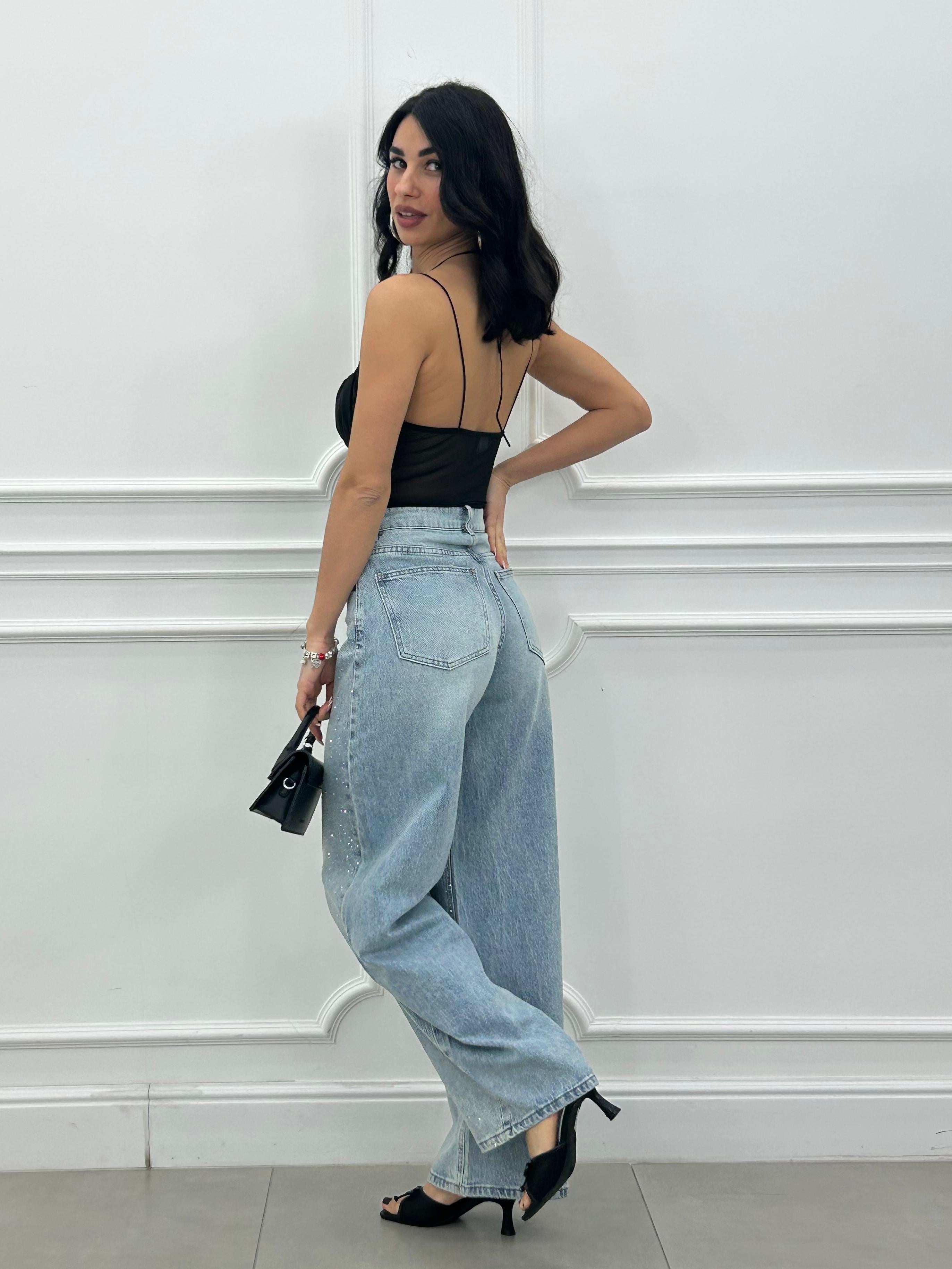 JEANS CRYSTAL WIDE LEG NEW PE/26