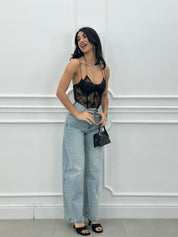 JEANS CRYSTAL WIDE LEG NEW PE/26