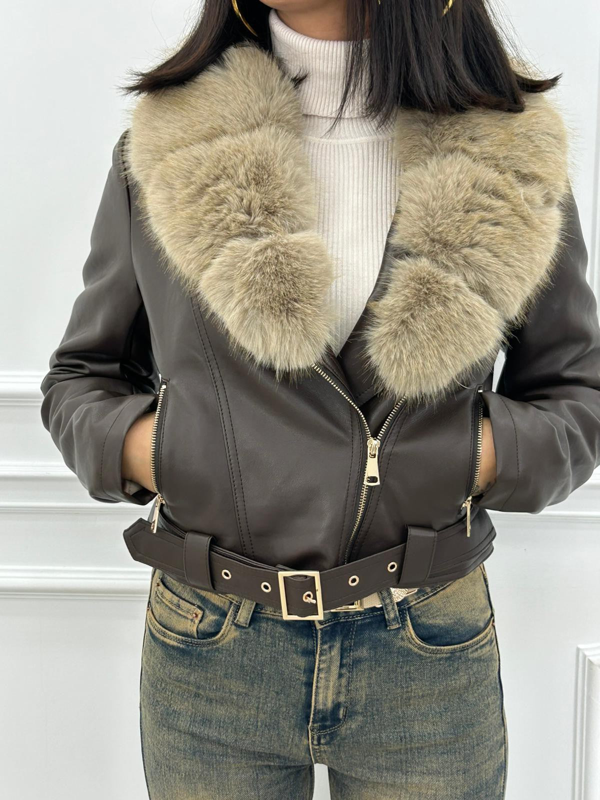 GIUBBINO ECOPELLE FUR COLLAR NEW AI26
