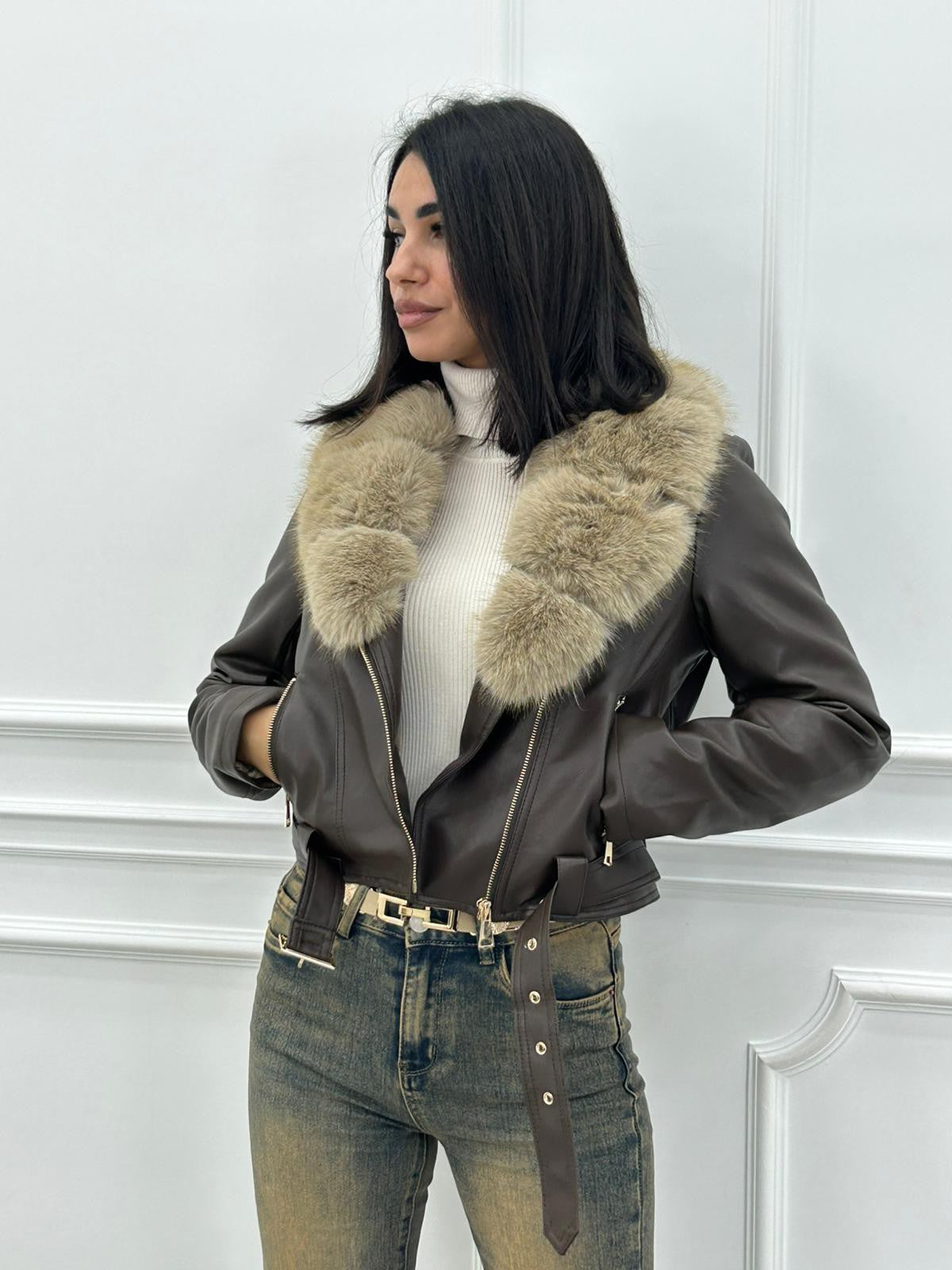 GIUBBINO ECOPELLE FUR COLLAR NEW AI26