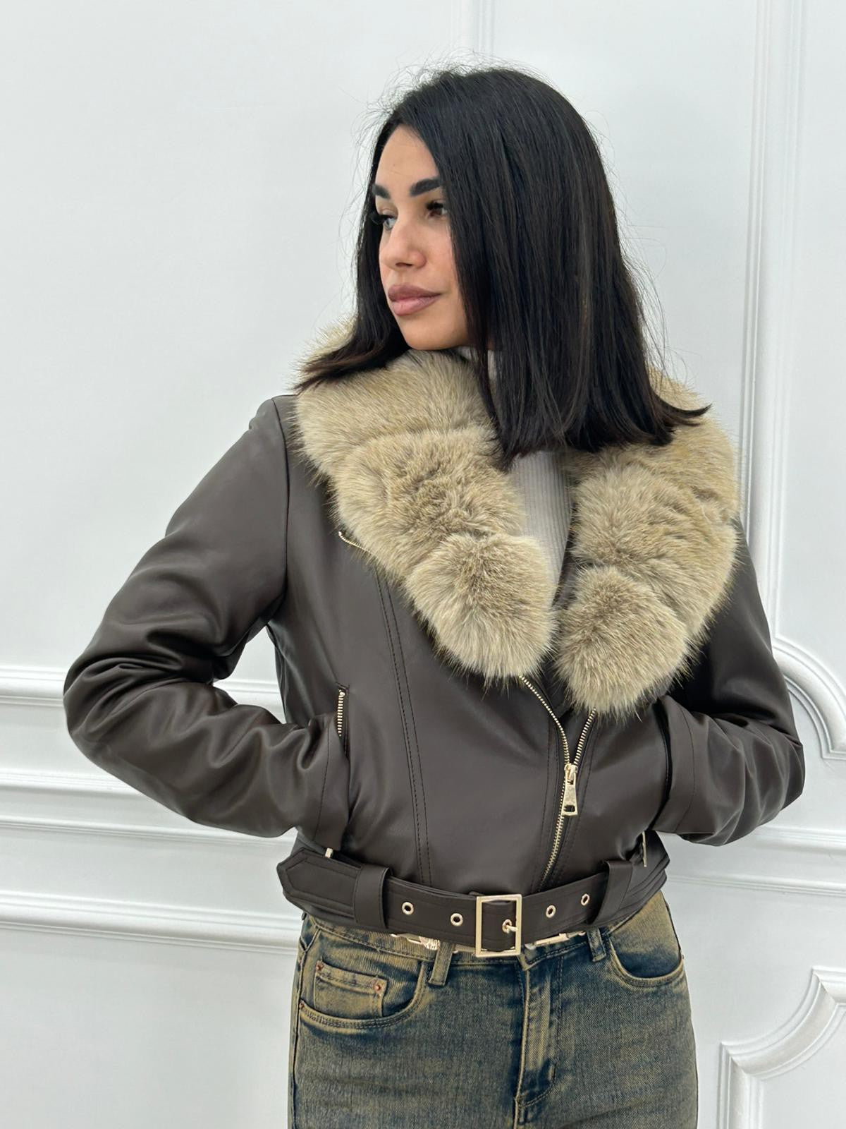 GIUBBINO ECOPELLE FUR COLLAR NEW AI26