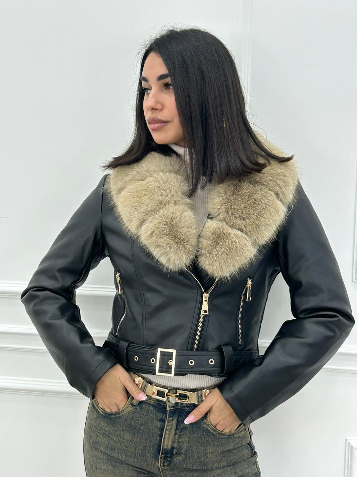 GIUBBINO ECOPELLE FUR COLLAR NEW AI26
