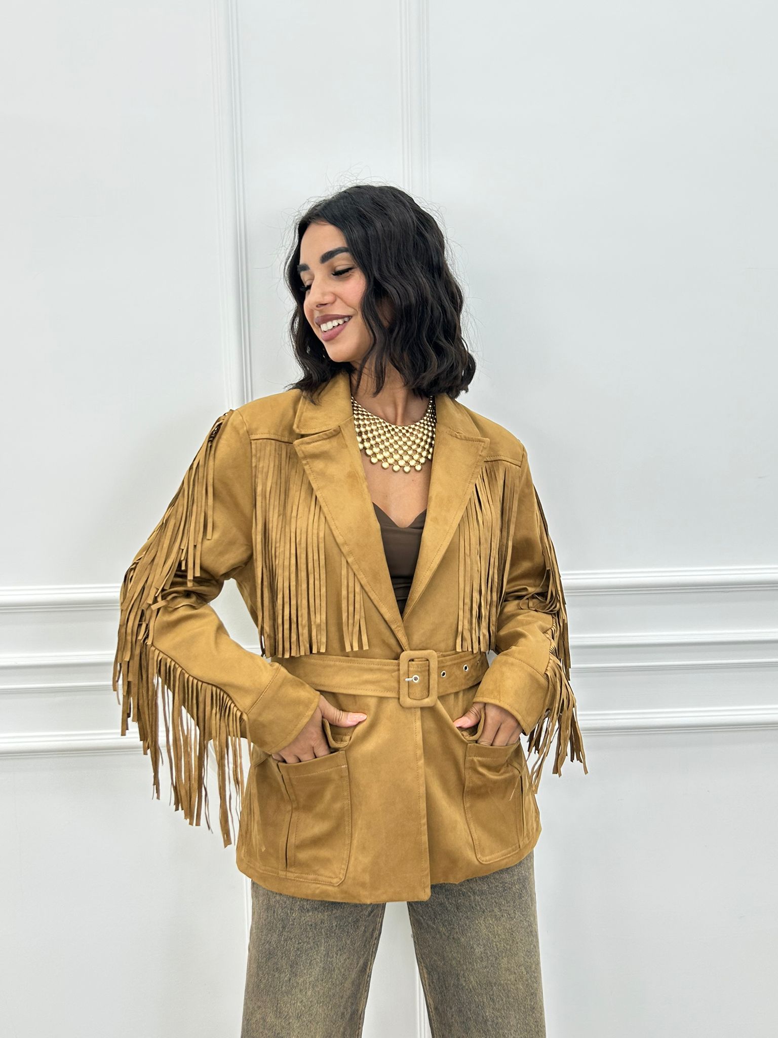 GIACCA CAMOSCIO CON FRANGE NEW AI26