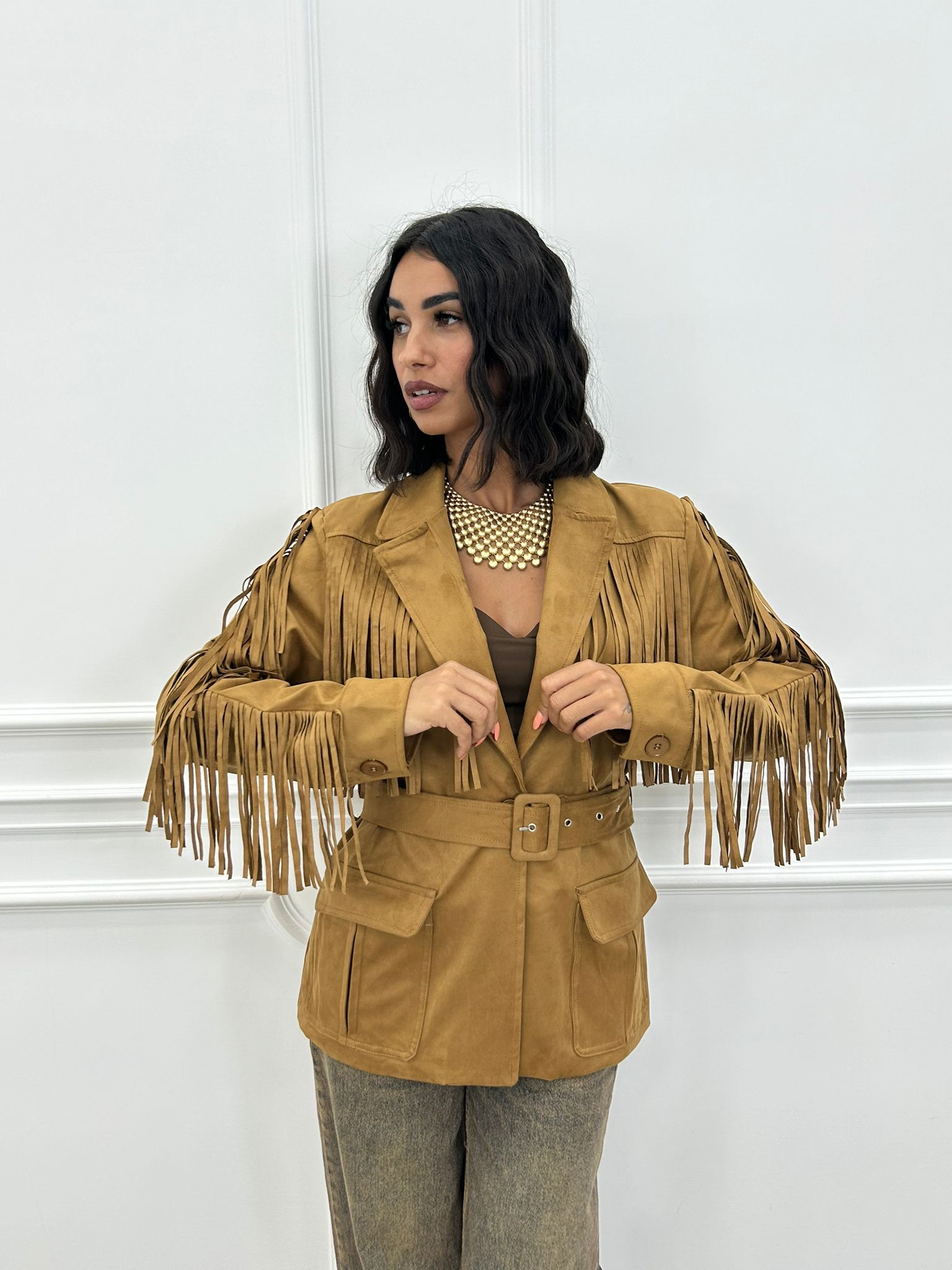 GIACCA CAMOSCIO CON FRANGE NEW AI26