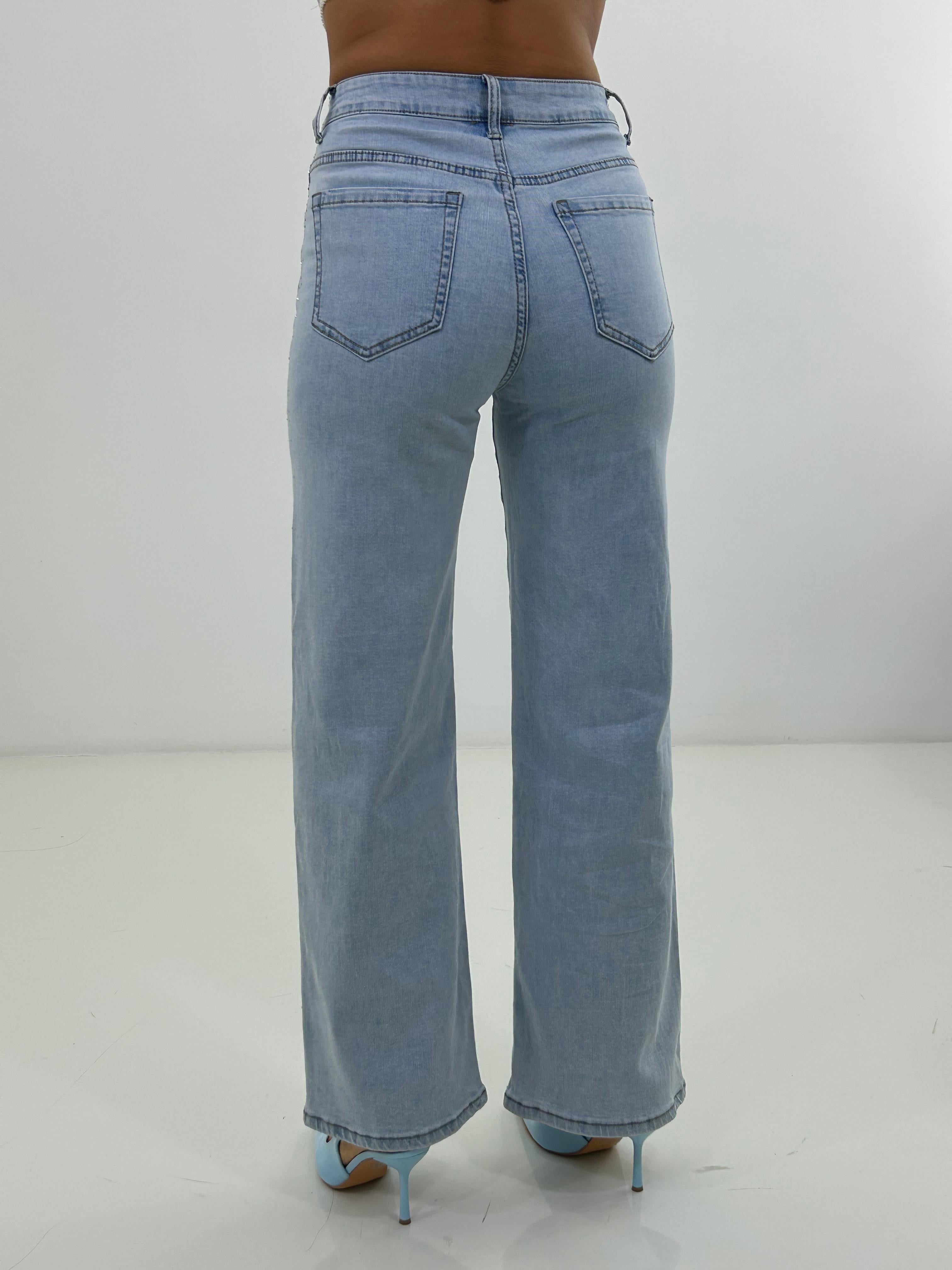JEANS LIGHT WASH STRASS NEW PE/26