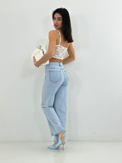 JEANS LIGHT WASH STRASS NEW PE/26