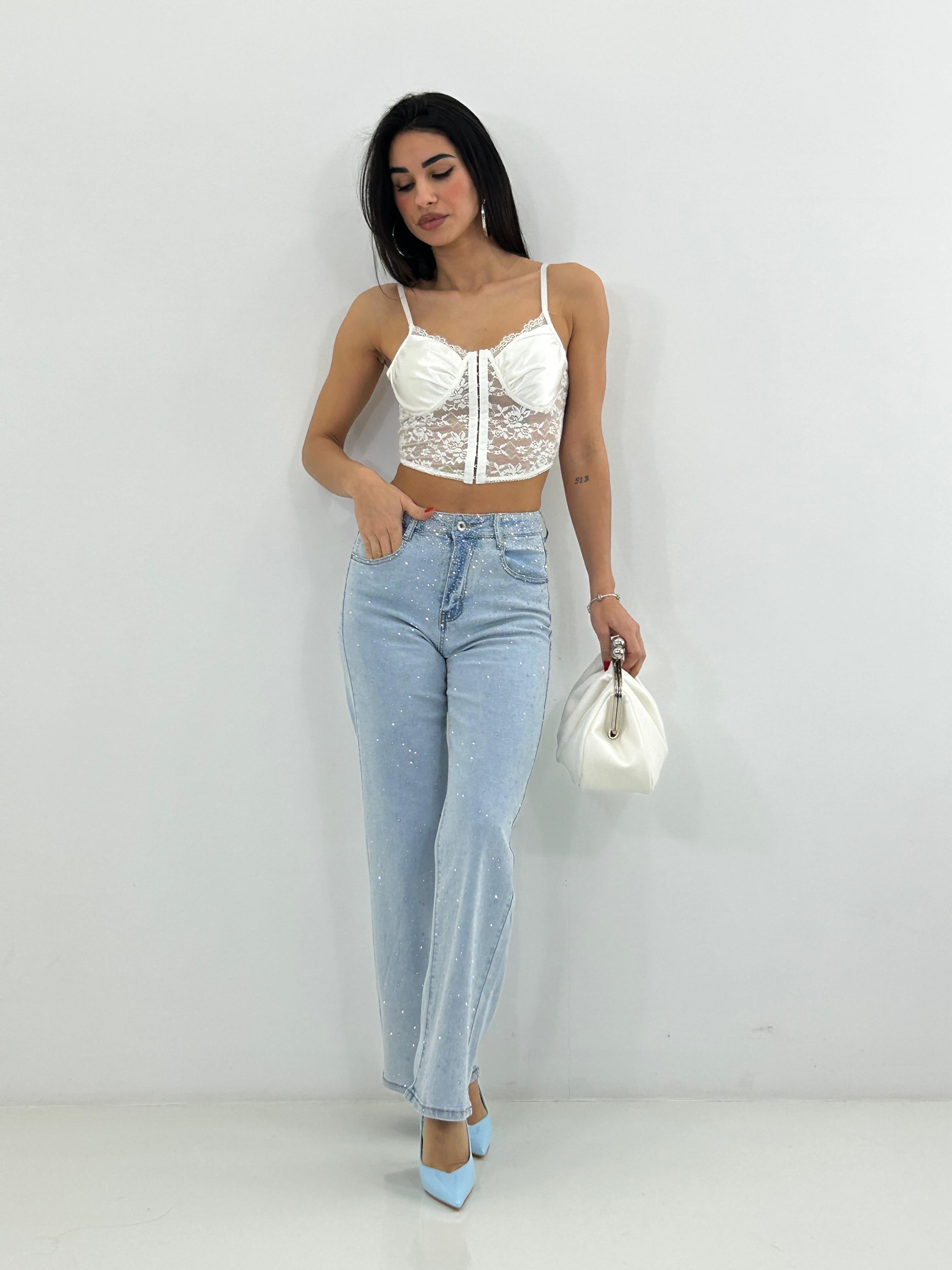 JEANS LIGHT WASH STRASS NEW PE/26
