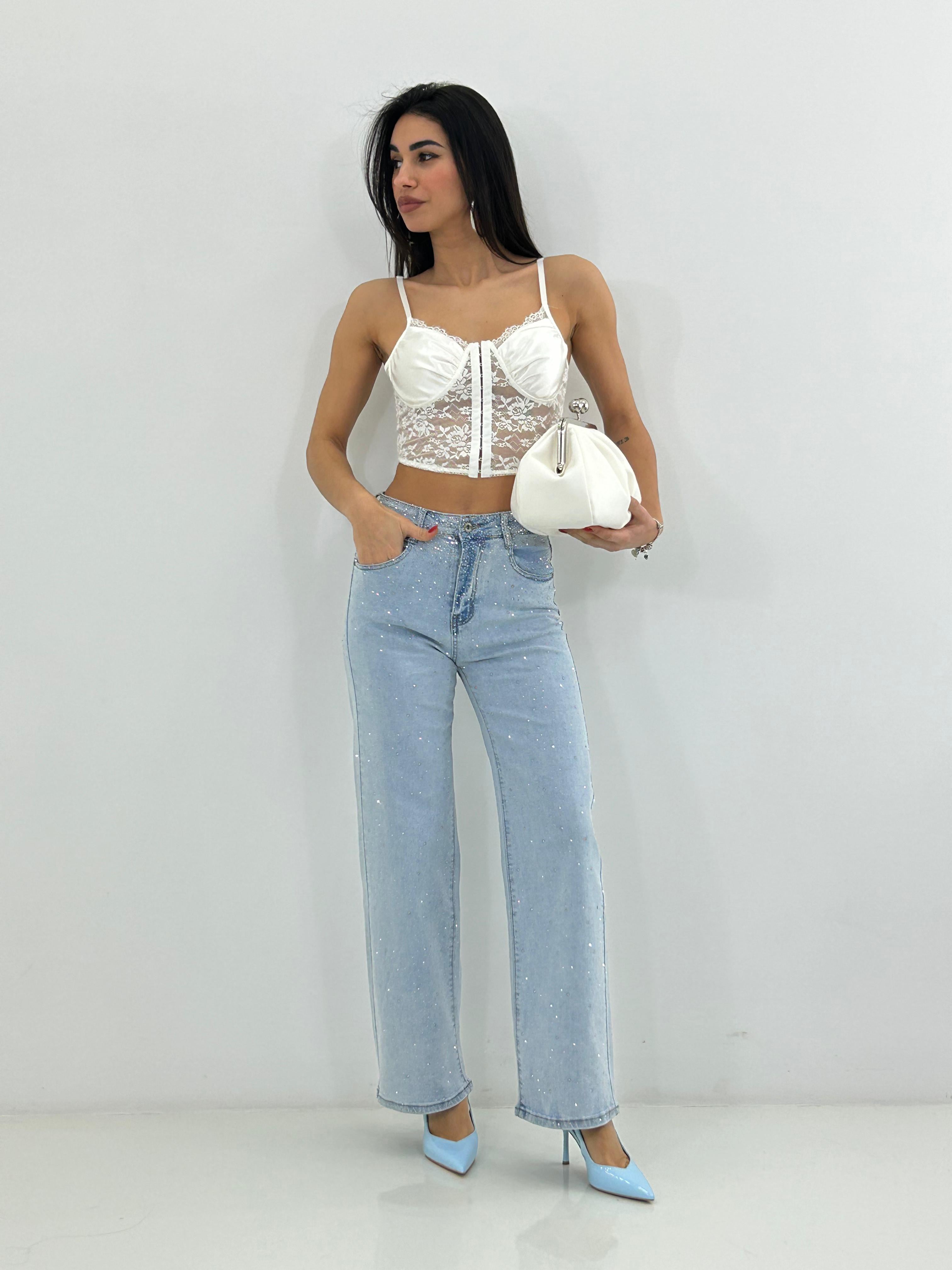 JEANS LIGHT WASH STRASS NEW PE/26