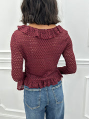 CARDIGAN IN MAGLIA POINTELLE CON VOLANT AI26